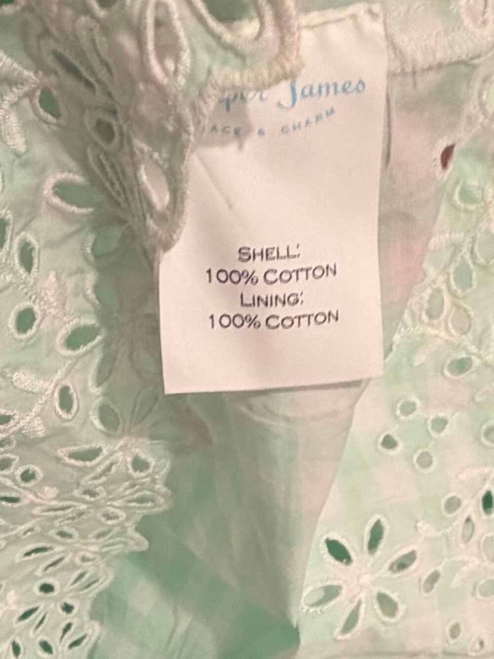 Draper James Green Gingham Embroidered Dress Size 16 NWT Eyelet Hem Cottagecore - Picture 8 of 8